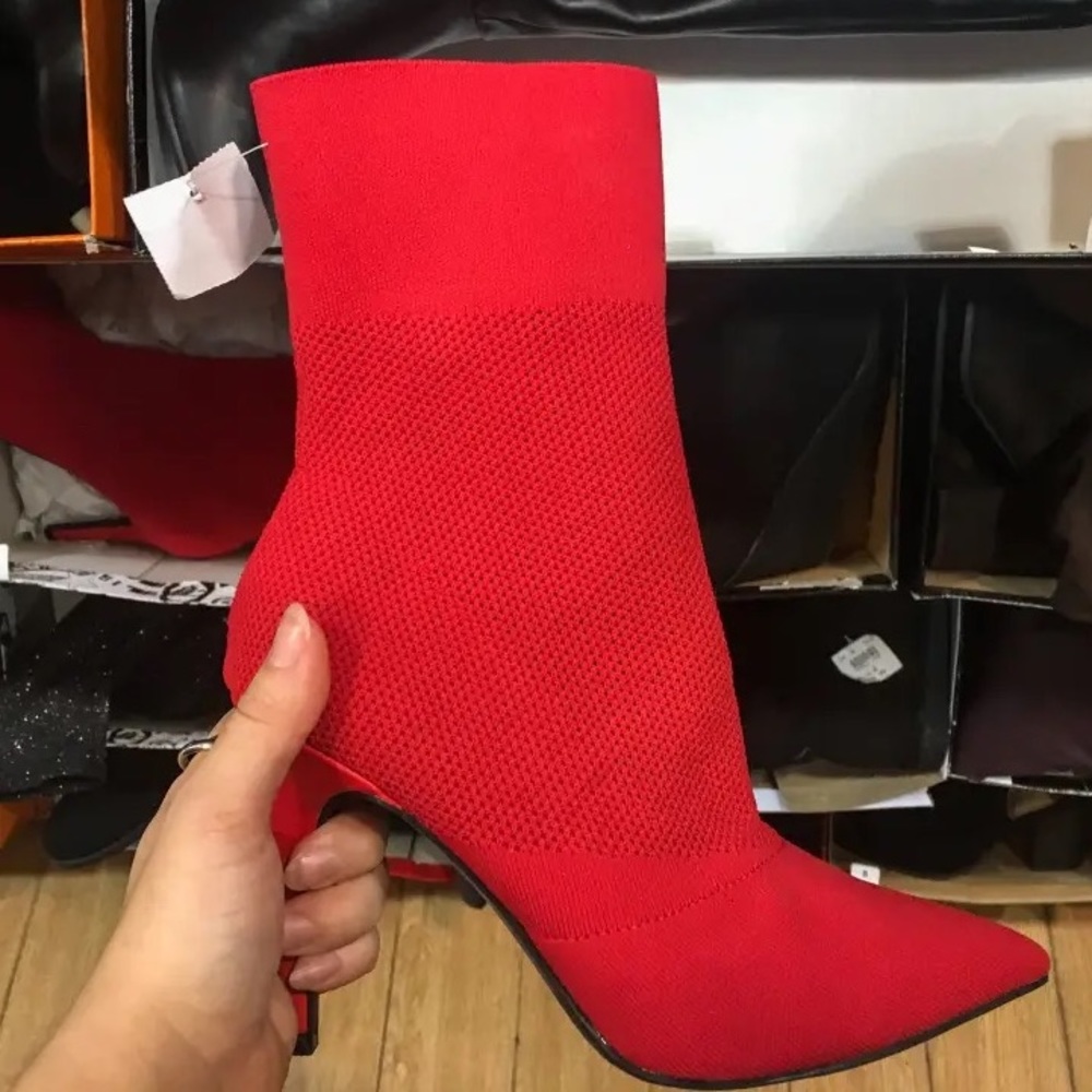“Sock” Bootie Heels, never worn.